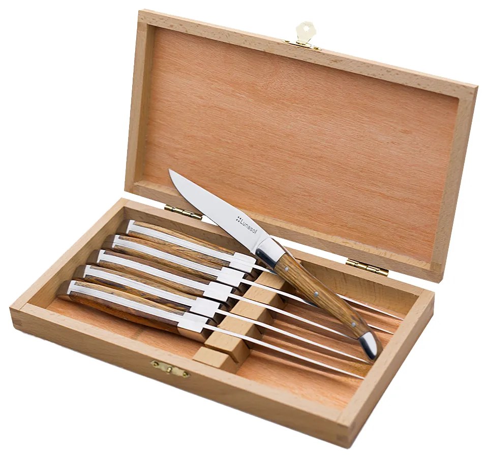 Steakové nože v drevenom boxe set 6 ks - Basic - 118790