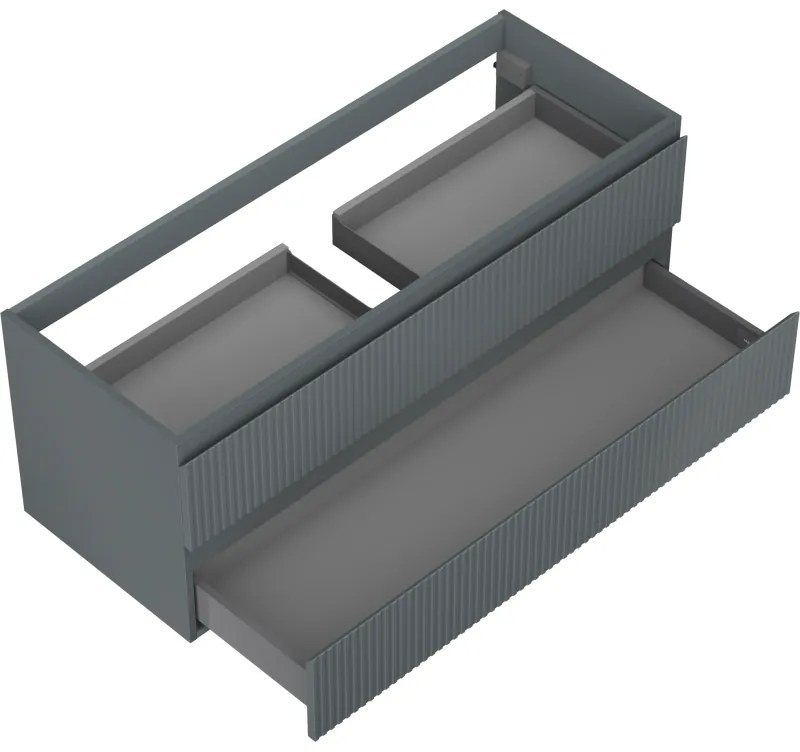 Mexen Rivel, kúpeľňová skrinka 120 cm, 2 zásuvky, drážkovaná, grafitová matná, 91A20-12047-2-BFF66