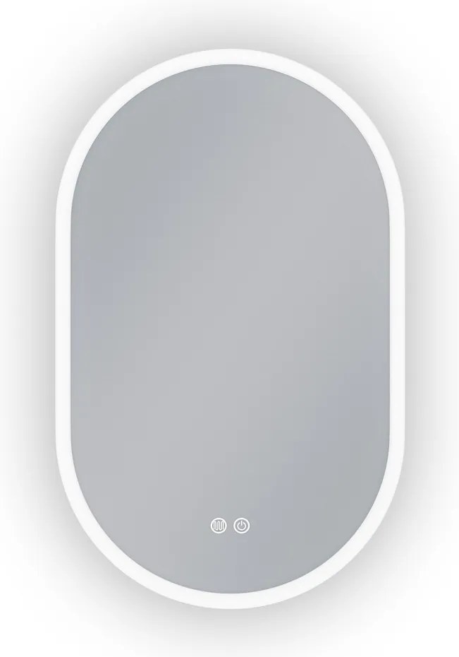 Erga Demi, oválne LED zrkadlo 50x80cm, 3 farby svetla, predné osvetlenie, vyhrievacia podložka proti zapareniu, ERG-V01-Demi-5080-CL