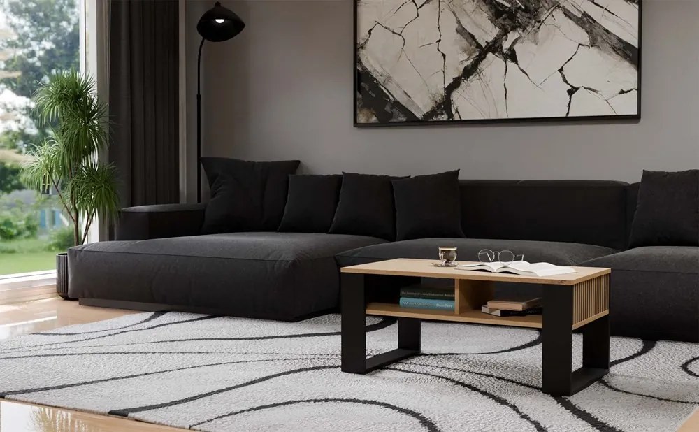Konferenční stolek LAWA Modern 2P Slim dub artisan/černý