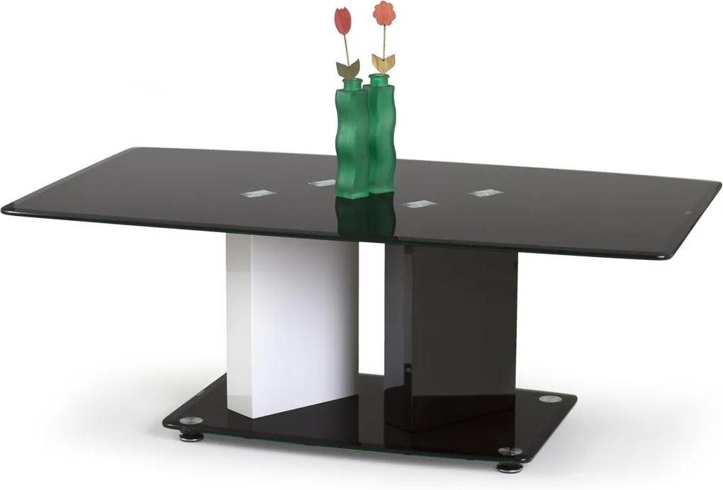 HALMAR Debra sklenený konferenčný stolík čierny lesk / biely lesk