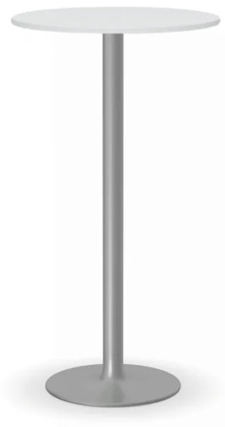 Koktailový stôl OLYMPO II, priemer 600 mm, sivá podnož, doska biela