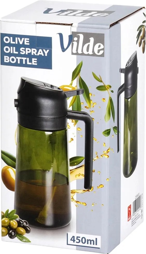 VILDE Sklenený rozprašovač a dávkovač na olej 2v1 450ml - zelené sklo