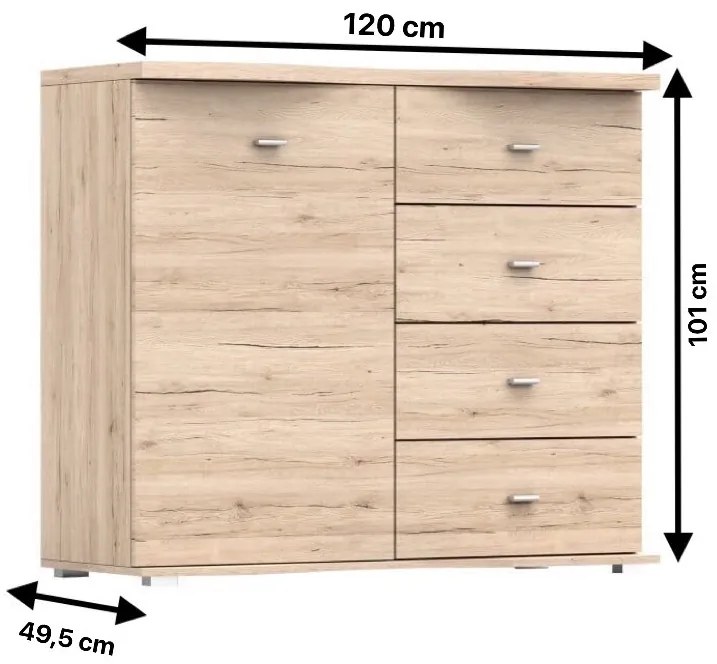 Komoda GRENADA 120 cm dub san remo sand
