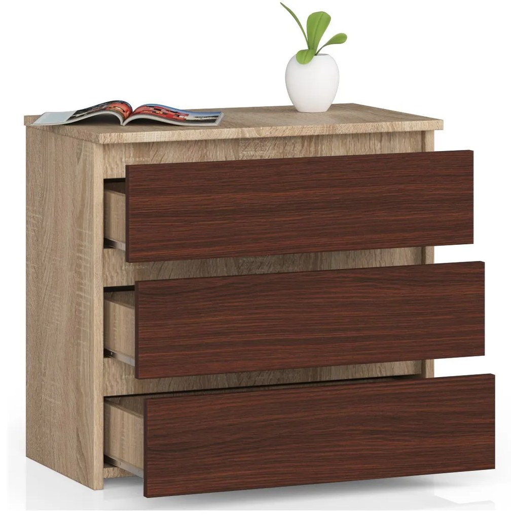 Komoda Cleania CL3 (dub sonoma + wenge). Akcia -15%. Vlastná spoľahlivá doprava až k Vám domov. 1069392