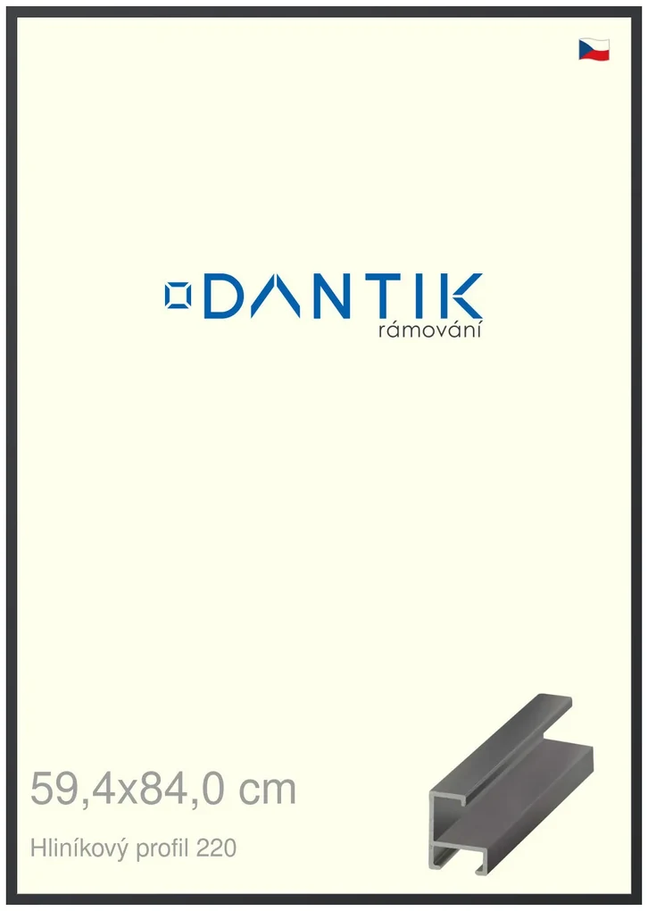 DANTIK rám na obraz 59,4x84 | ALU Černá matná (Plexi Čiré)