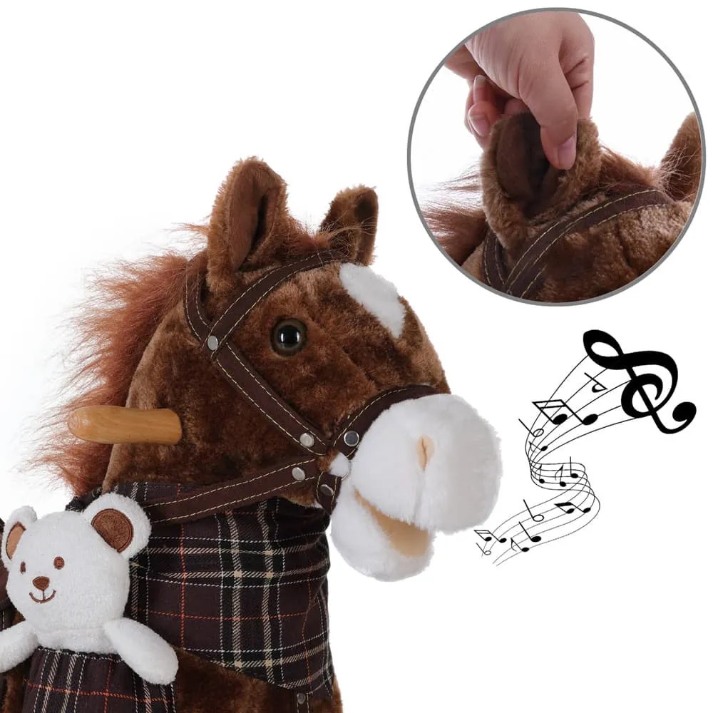 Hojdací koník hnedý so zvukovým efektom Spielwerk