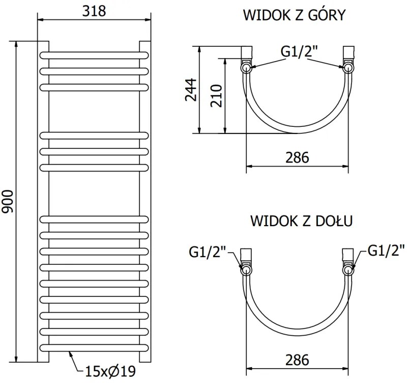 Mexen Eros, vykurovacie teleso 900 x 318 mm, 315 W, čierna, W112-0900-318-00-70