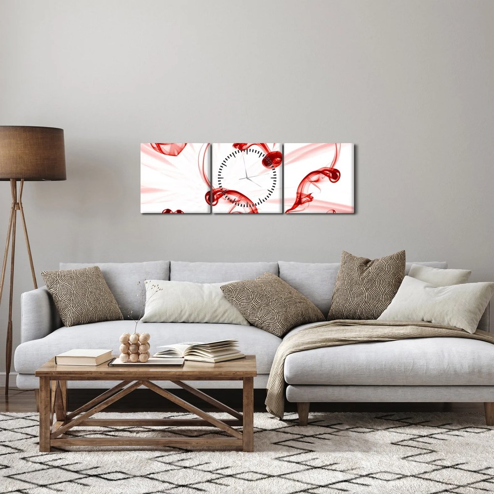 Obraz srdca z dymu (s hodinami) (90x30 cm)