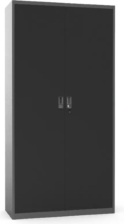 Dielenská plechová skriňa G1, 1800 x 900 x 380 mm, 4 police, grafit