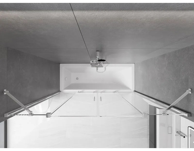 Mexen Velar Duo, 2-krídlová posuvná vaňová zástena 180 x 150 cm, 8mm číre sklo, chrómový profil, 896-180-000-02-01
