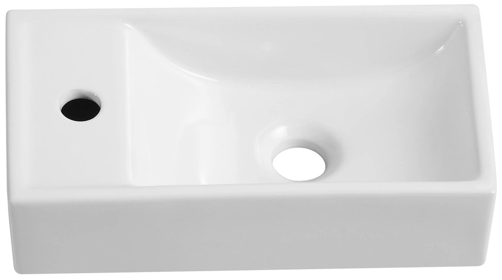 Cerano Giovanni, keramické umývadlo 410x225x100 mm, závesné ľavé, biela lesklá, CER-CER-417179