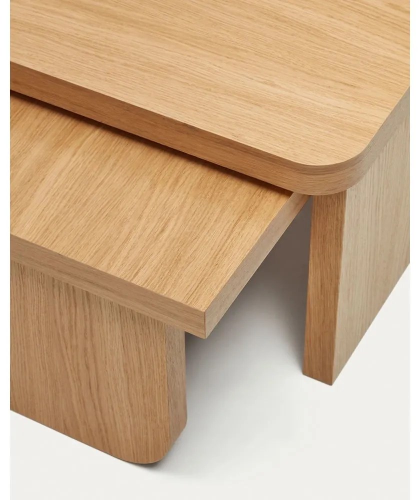 Konferenčné stolíky v dekore duba v prírodnej farbe v súprave 2 ks Oaq – Kave Home