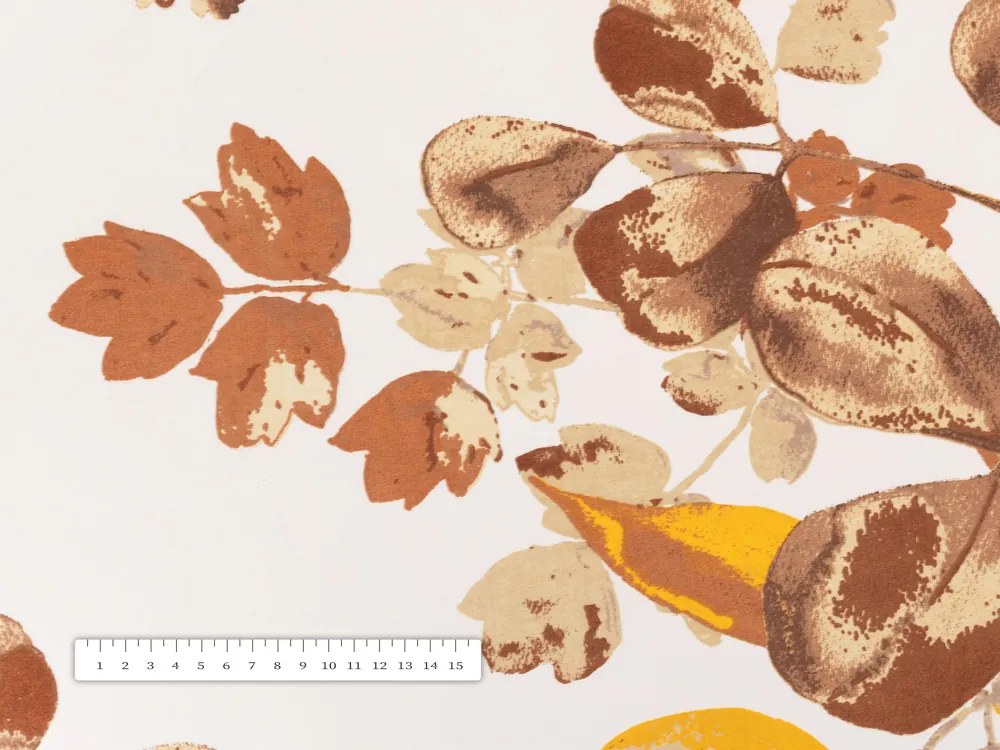 Biante Bavlnený okrúhly obrus Sandra SA-530 Hnedý eukalyptus na bielom Ø 70 cm