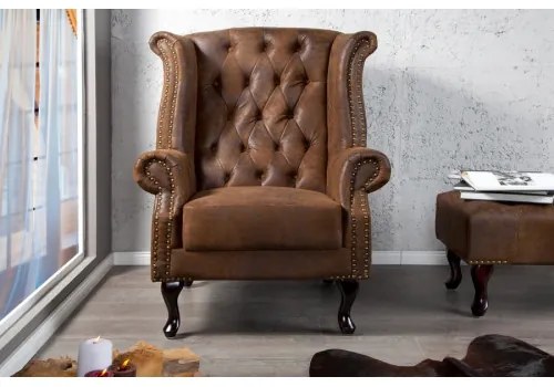 Kreslo 19448 Chesterfield Antik hnedá  - Komfort-nábytok