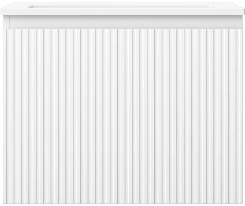 Mexen Rivel, kúpeľňová skrinka 60 cm s umývadlom Otis, 1 zásuvka, drážkovaná, biela matná, 91A20-06047-1-BF01-W18M01