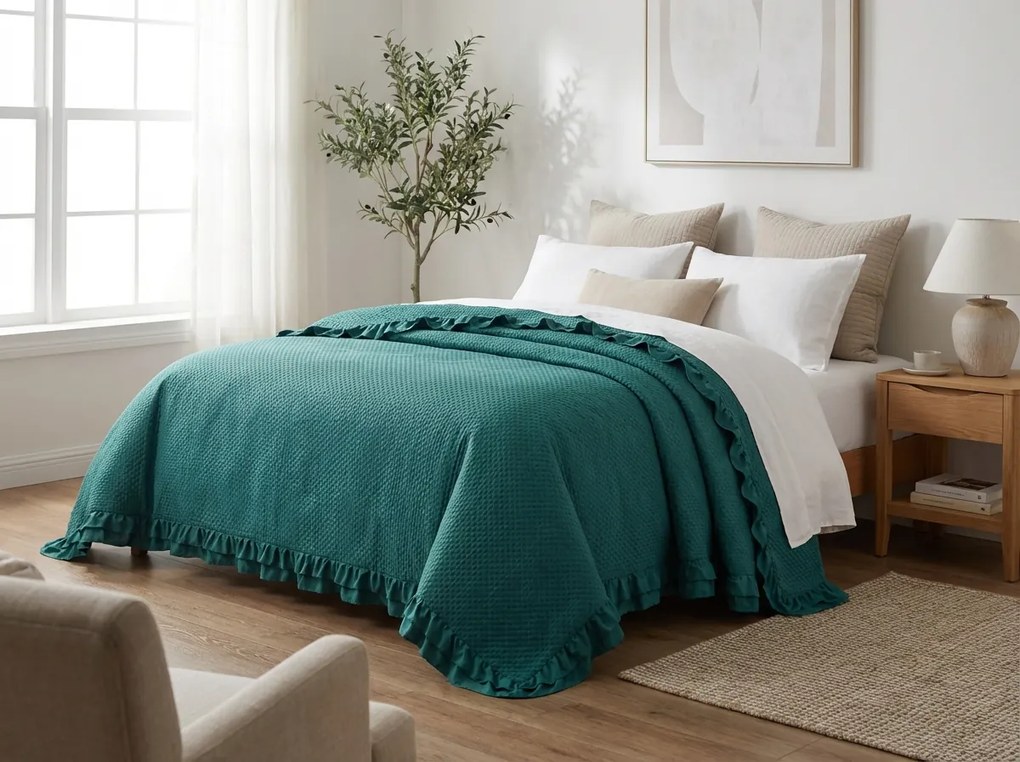 Prehoz na posteľ MONTEGO, petrolejový Rozmer: 220 x 240 cm