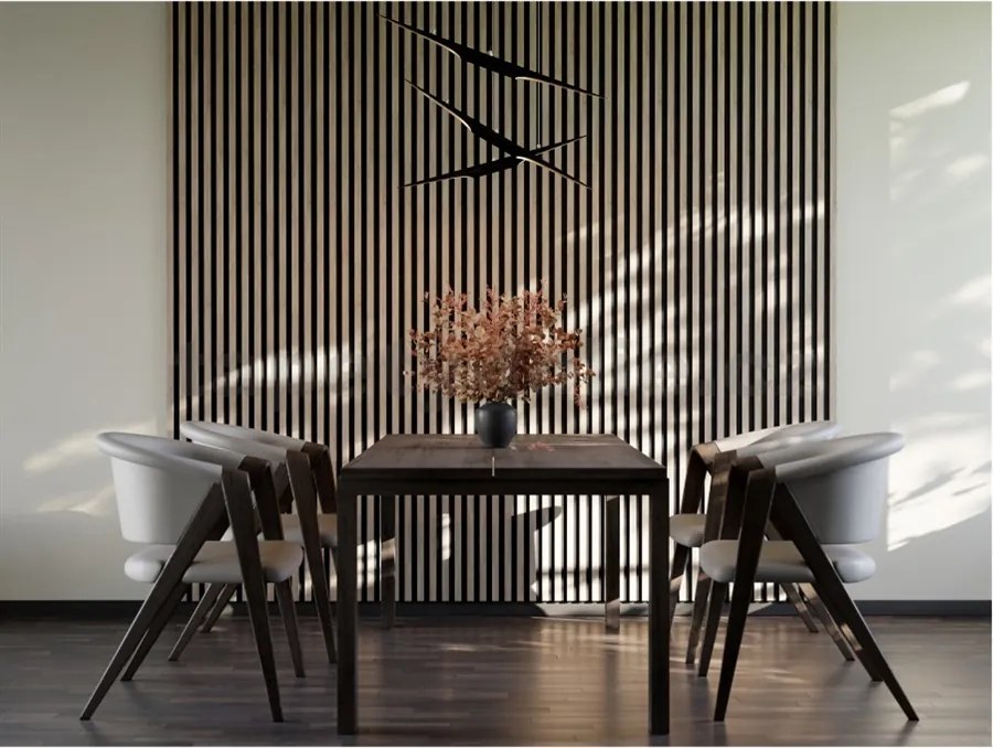 Akustické dekoračné panely SLIM, dub sonoma 3D lamely na filcovom podklade, rozmer 270 x 30 cm, IMPOL TRADE