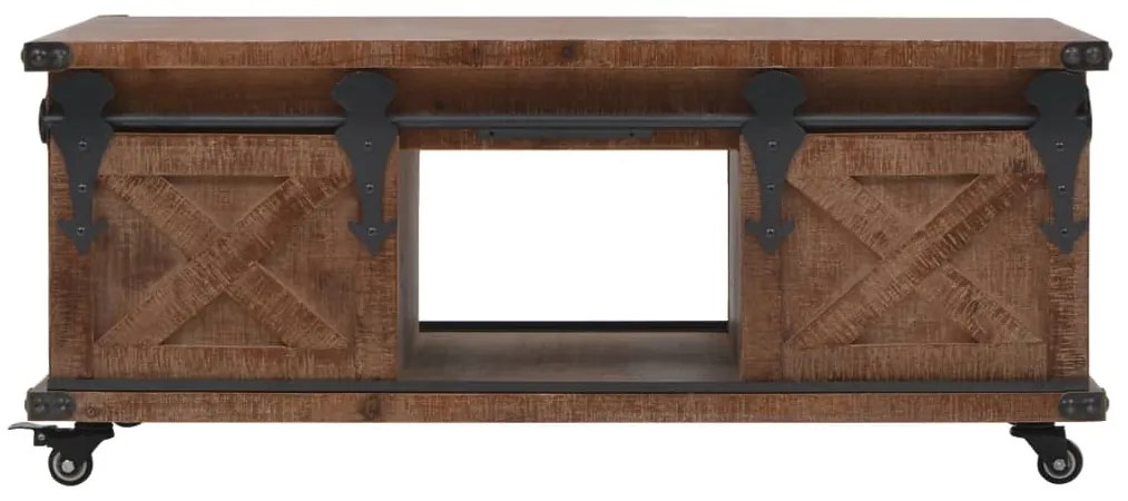 vidaXL Konferenčný stolík z jedľového dreva 91x51x38 cm hnedý