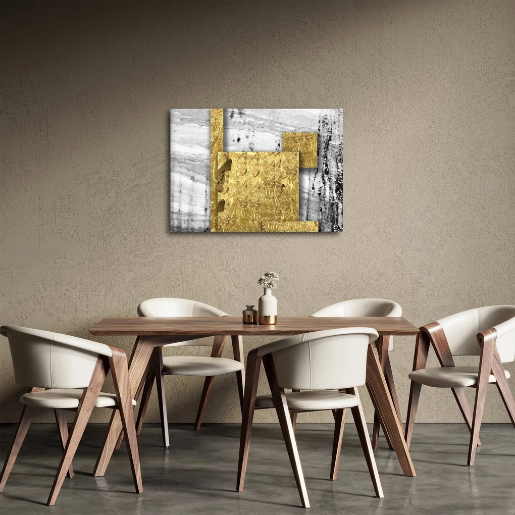 Obraz - Zlaté štvorce N⁰1 (70x50 cm)