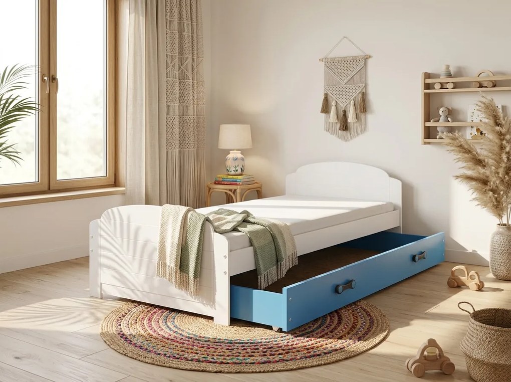 Posteľ LILI 200x90 biela - modrá