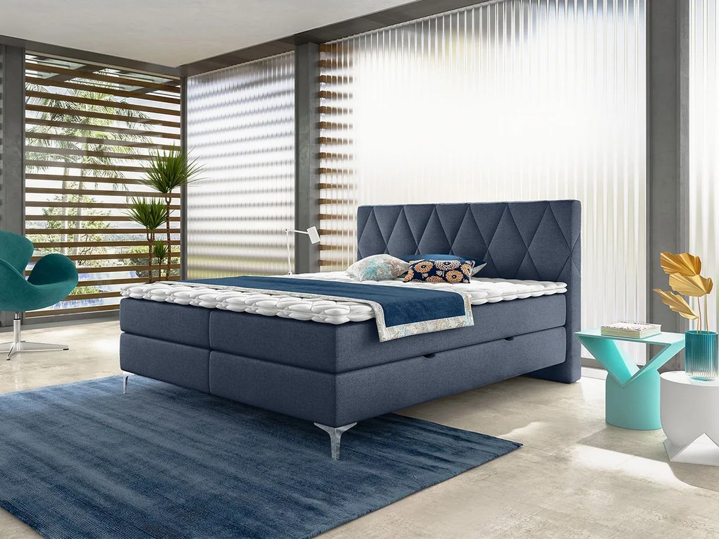 Boxspring Loren 180x200cm, modrá
