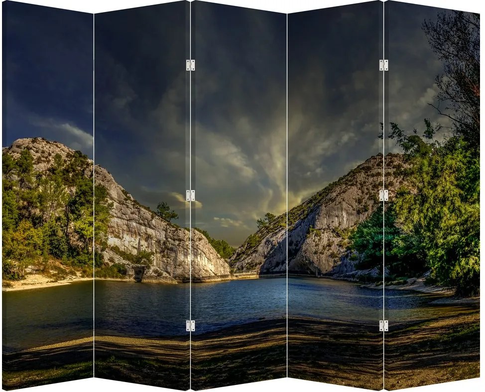 Paraván - Krajina s jazerom (210x170 cm)