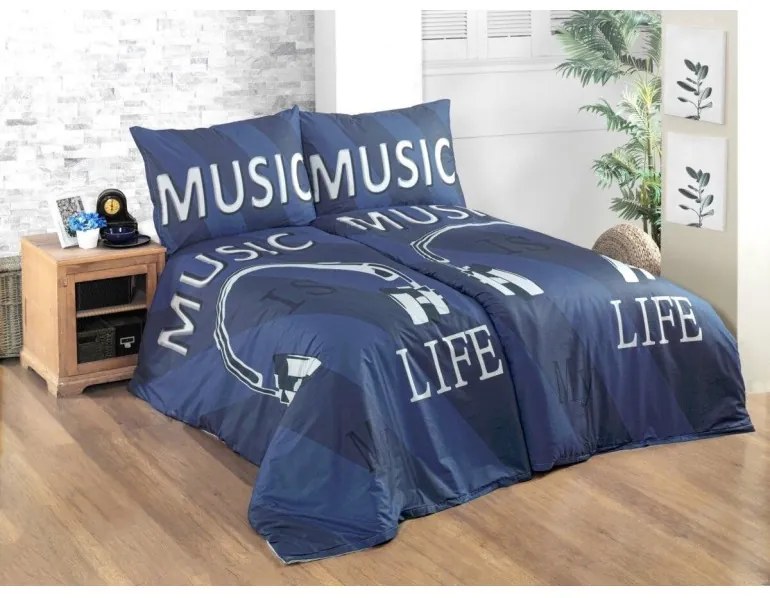 Obliečky bavlnené 3D Music Life, Štandardný set jednolôžko obsahuje 1x 140x200 + 1x 70x90