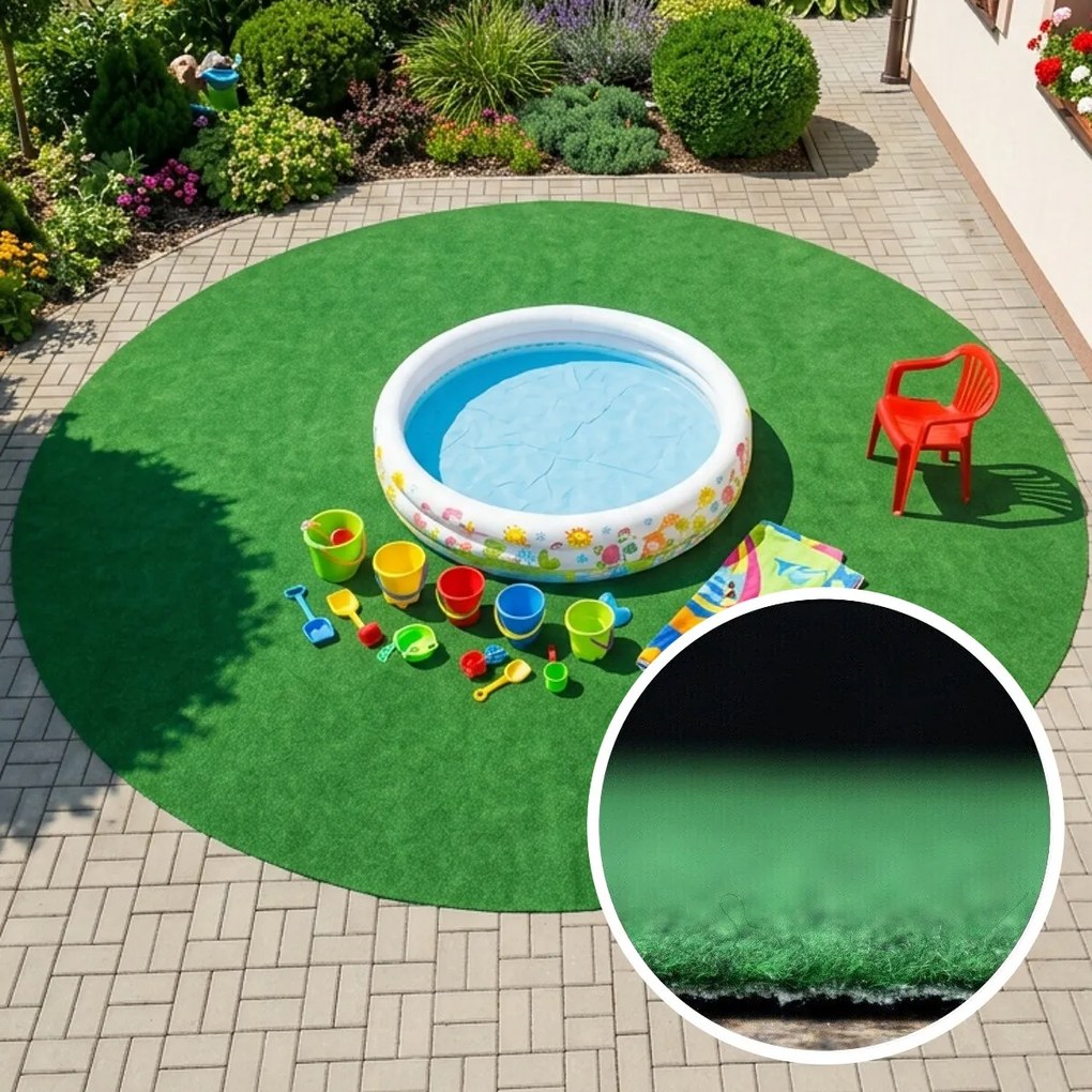 Umelá tráva pod bazén Sporting s nopmi KRUH (vhodný ako bazénová podložka) – na von aj na doma, 400x400 (priemer) kruh, zelená, exteriér, Betap