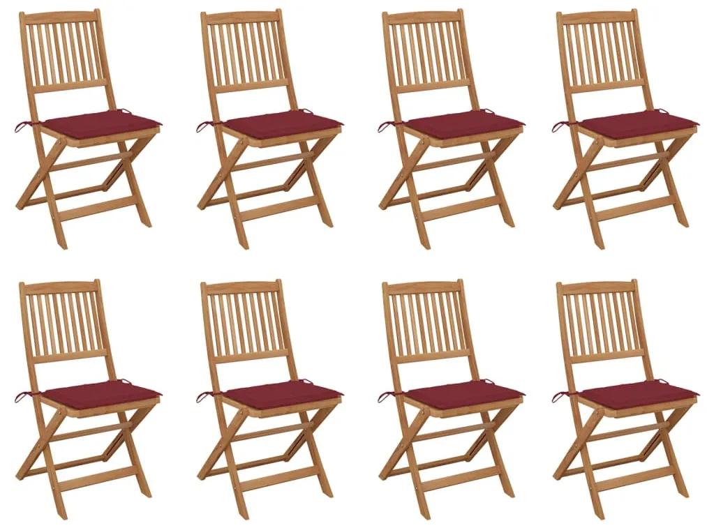 Skladacie vonkajšie stoličky s podložkami 8 ks akáciový masív 3075122