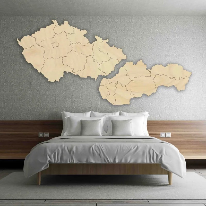 Veľká drevená mapa Slovensko a Česko | SENTOP M011