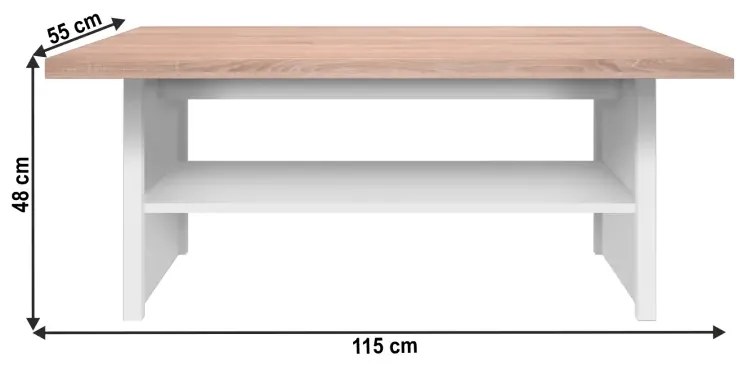 Konferenčný stolík 115, biela/dub sonoma, TOPTY TYP 18