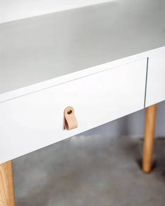Toaletný stolík SCANDI 3 so zrkadlom biely / naturálny