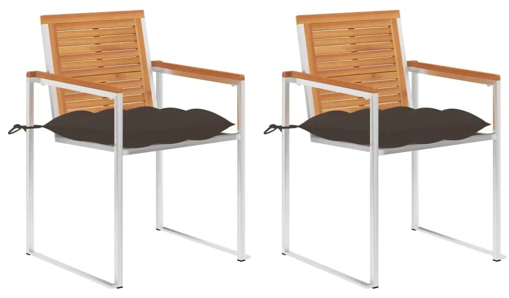 Záhradné stoličky s vankúšmi 2 ks masívne akáciové drevo a oceľ 3061511