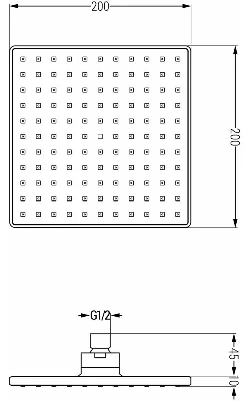 Mexen Uno DR45, podomietková sprchová zostava s dažďovou sprchou + Box, čierna, 71435DR45-70