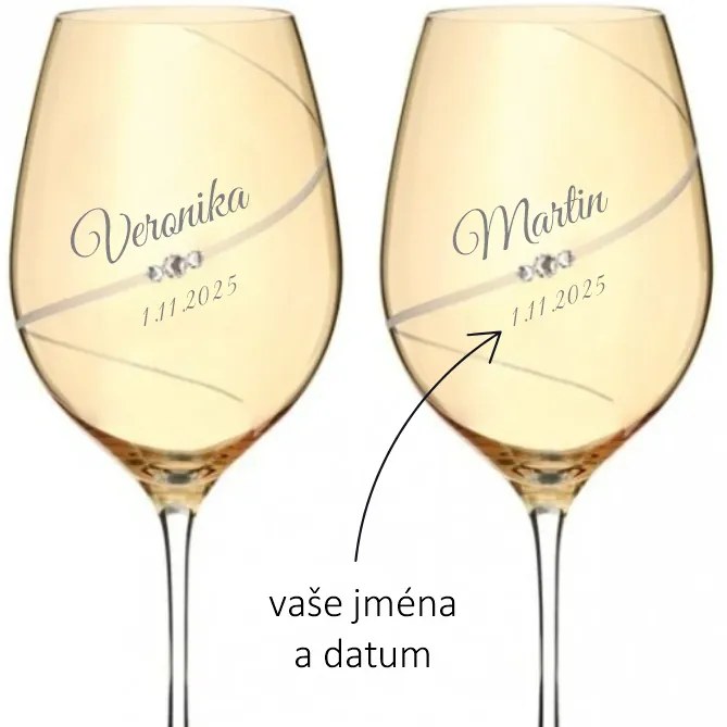 Dekorant Svadobné poháre na červené víno Silhouette City Amber s kryštálmi Swarovski 470 ml 2KS