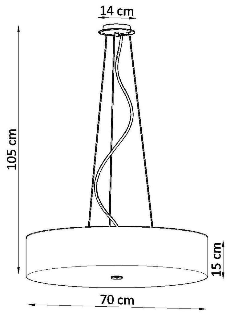 Závesné svietidlo Skala, 1x čierne textilné tienidlo, (biele sklo), (fi 70 cm)