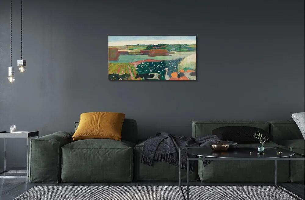 Obraz na skle Art maľované pohľad vidieka 100x50 cm