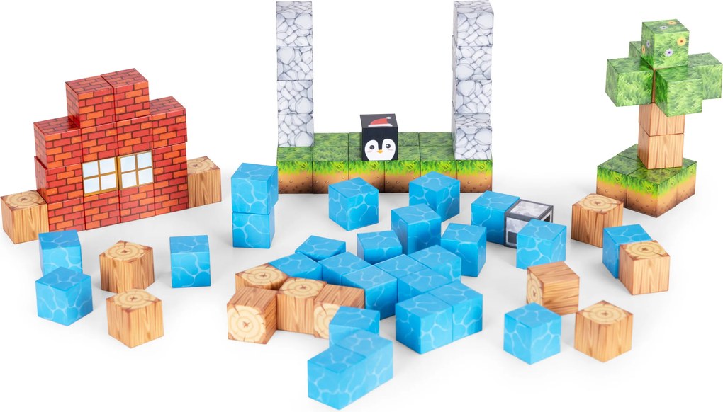 MULTISTORE Magnetické kocky - stavebnica 87 dielov, farebná súprava pre deti 3+