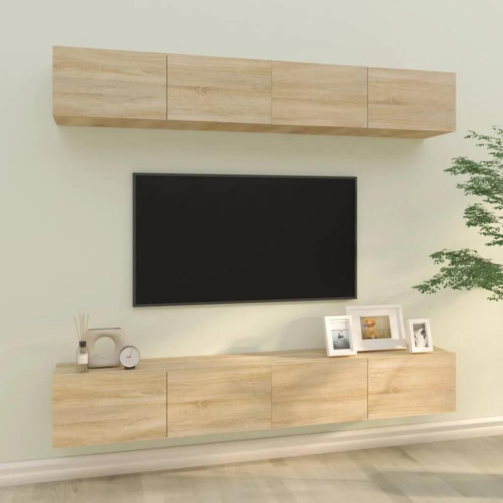Nástenné TV skrinky 4 ks dub sonoma 100x30x30 cm