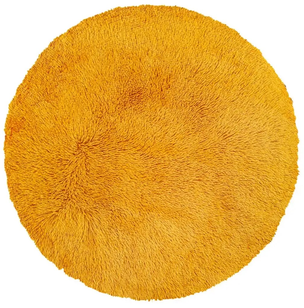 Plyšový okrúhly koberec SOFT 90 cm - žltý