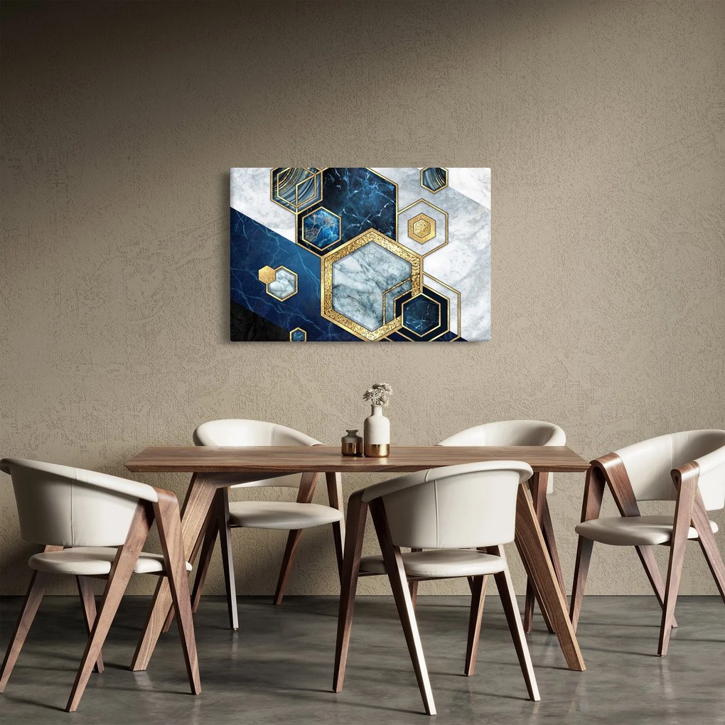 Obraz - Mramorové hexagóny (90x60 cm)