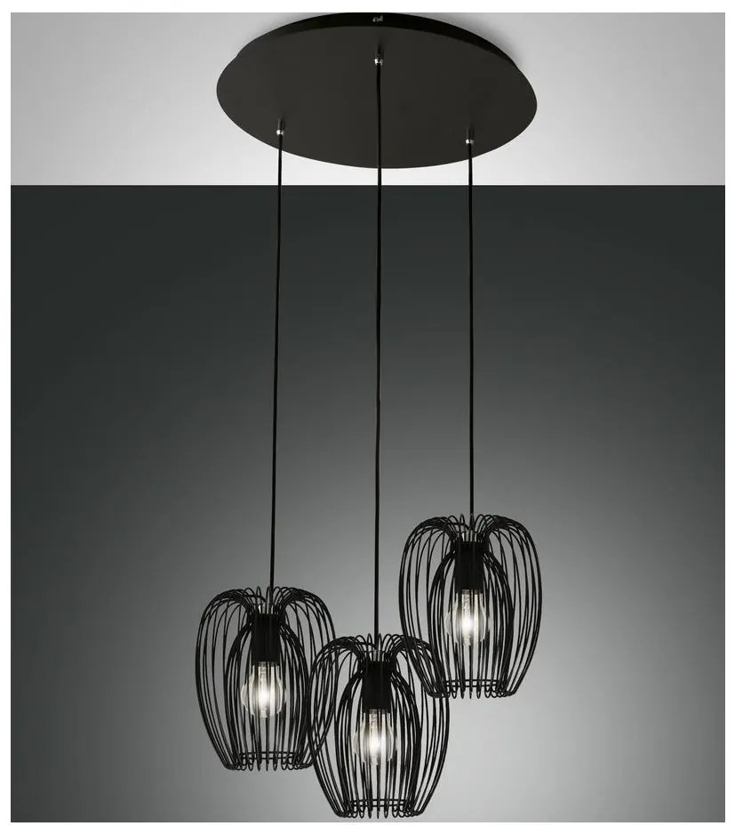 Fabas Luce 3677-47-101 - Luster na lanku CAMP 3xE27/40W/230V čierna