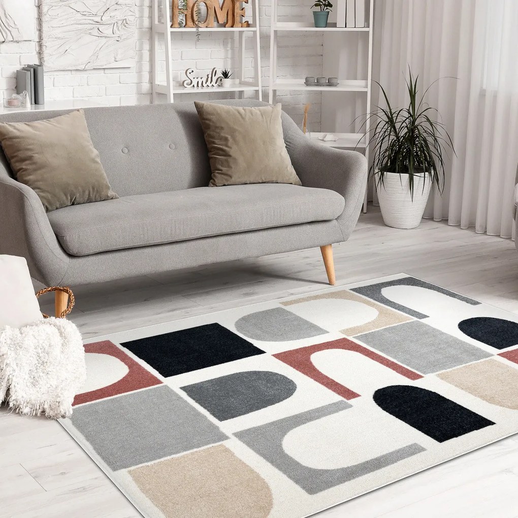 Kusový koberec Fusion 0213 white/dark pink, 80x150, viacfarebná, kancelária, Dywany Łuszczów