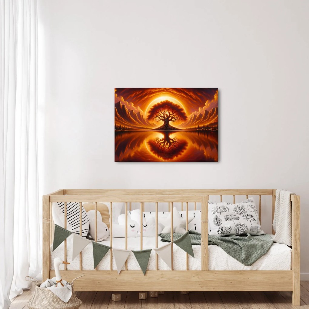 Obraz – Strom v krvavom slnku (70x50 cm)