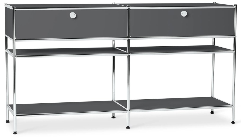 Kovový konzolový stolík »CN3« s 2 zásuvkami, sivý