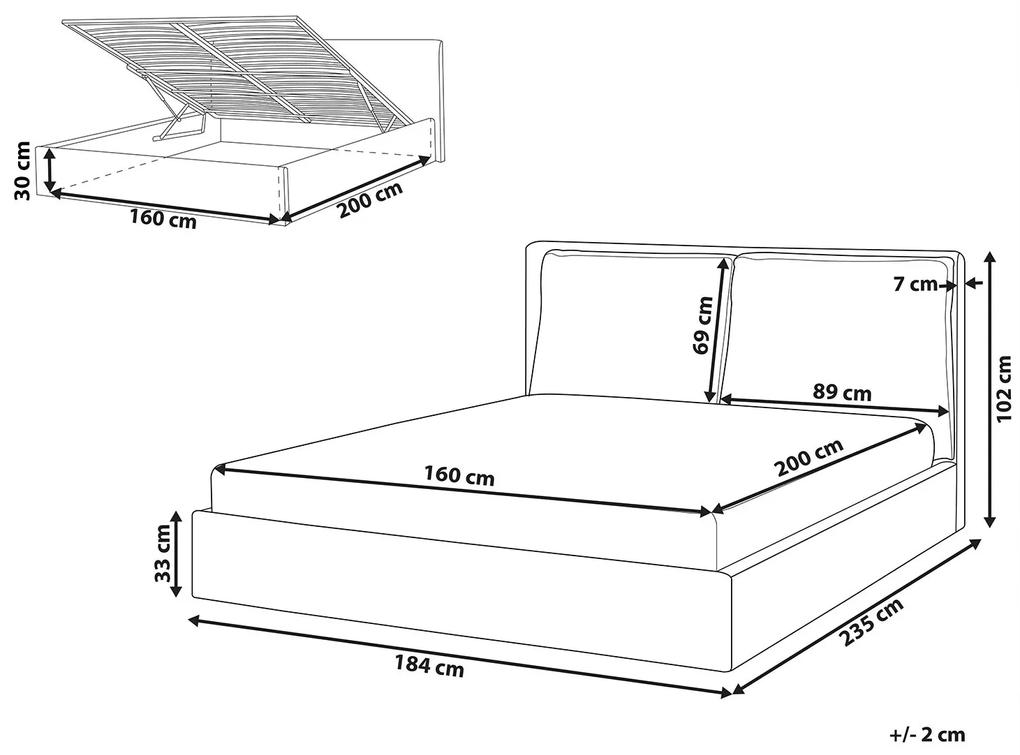 Zamatová posteľ s úložným priestorom 160 x 200 cm mätová zelená BAJONNA Beliani