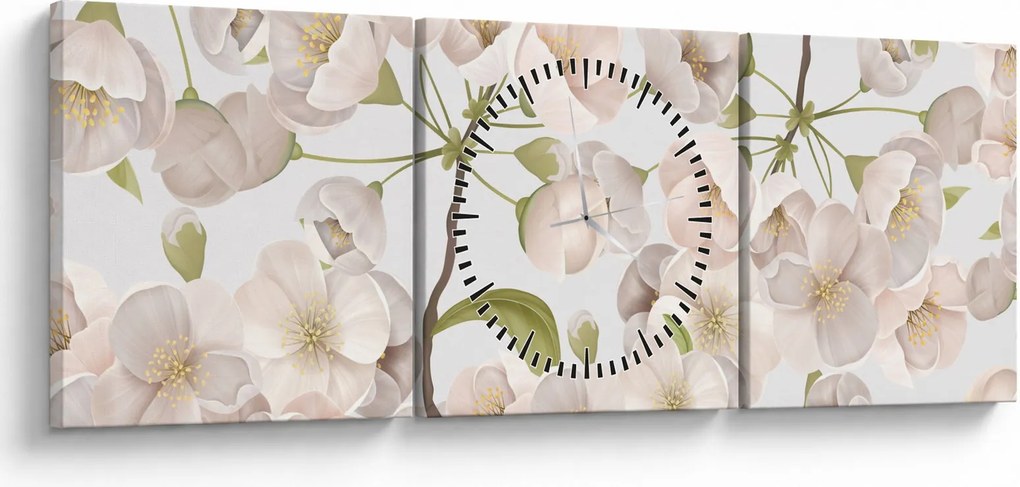 Obraz - Bloom with grace N⁰1 (s hodinami) (90x30 cm)