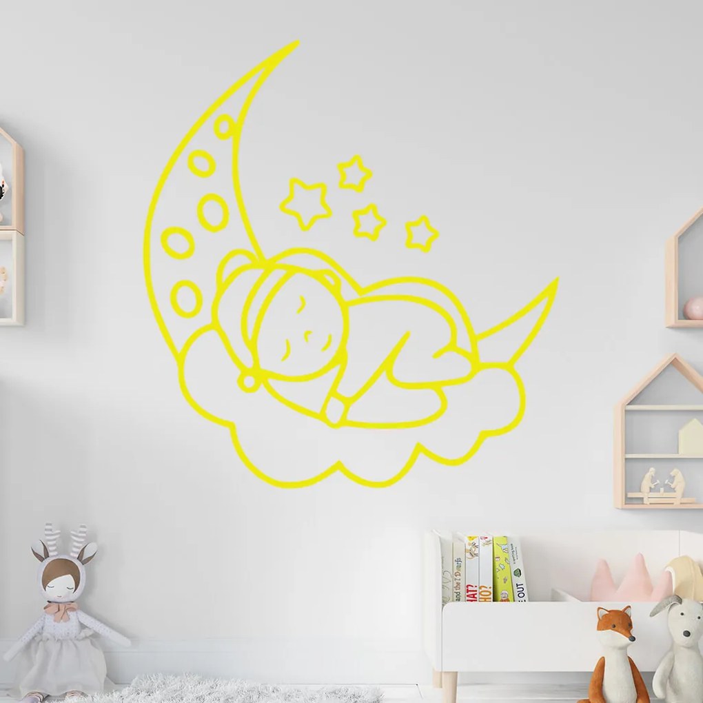 Veselá Stena Samolepka Noc na mesiačiku Farba: oranžová, Veľkosť: 60 x 65 cm