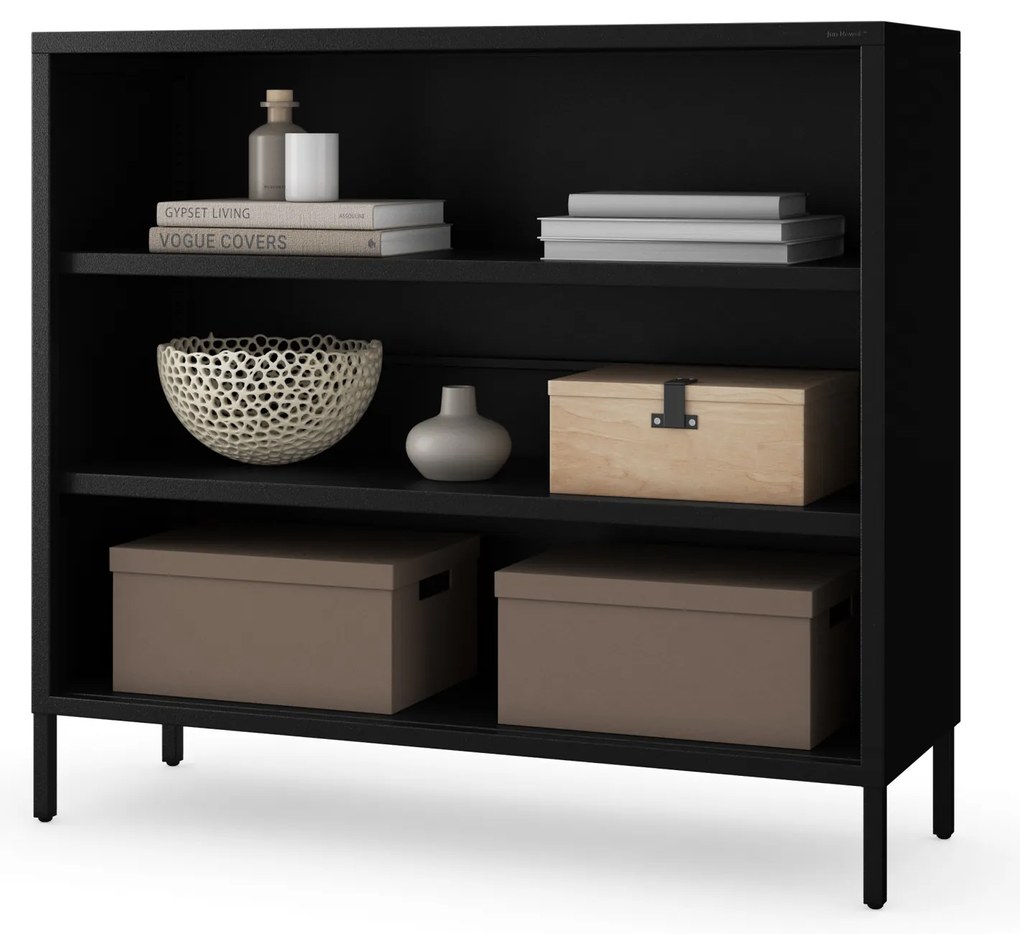 Čierny kovový regál s policami LUCA Modern 1000 x 900 x 350 mm